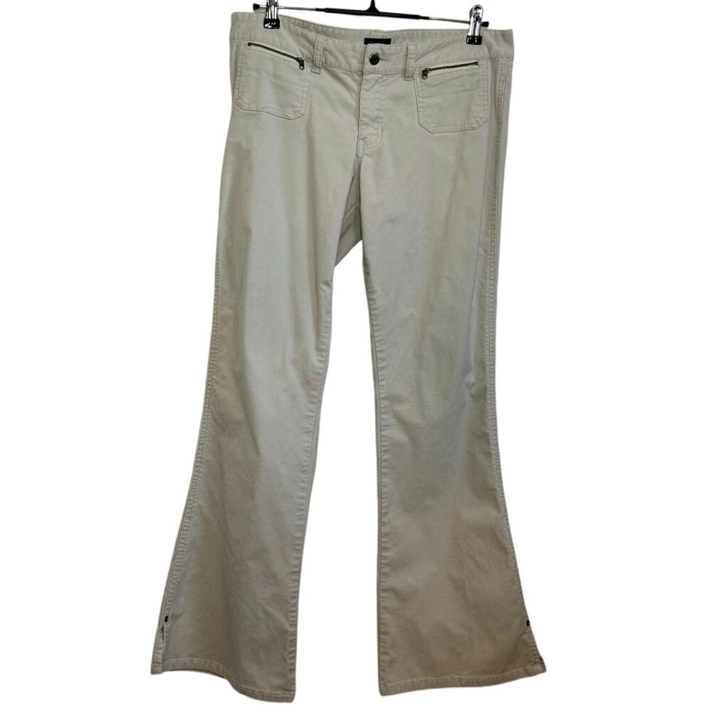 VTG Y2K Abercrombie & Fitch 10 White Corduroy Pants Zip Pocket Slit Indie Preppy